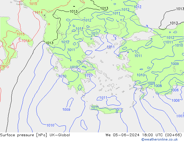 pression de l'air UK-Global mer 05.06.2024 18 UTC