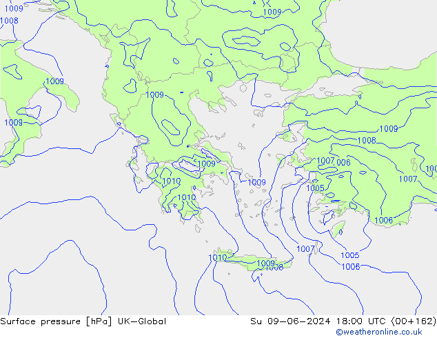 приземное давление UK-Global Вс 09.06.2024 18 UTC