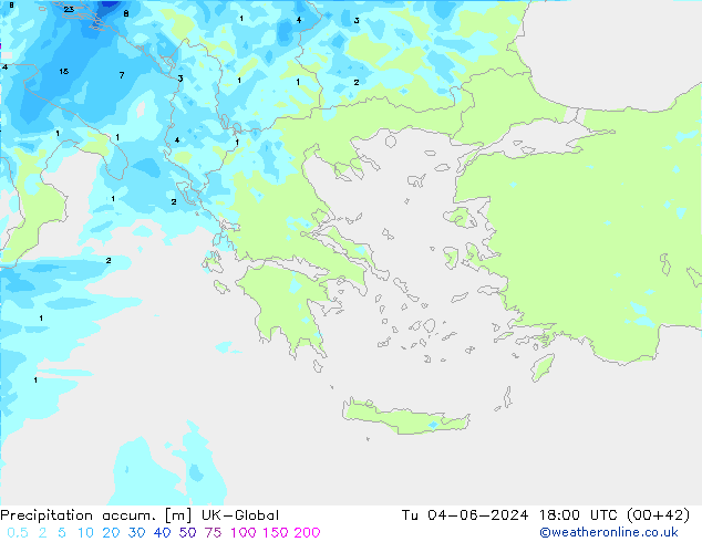 Precipitation accum. UK-Global вт 04.06.2024 18 UTC