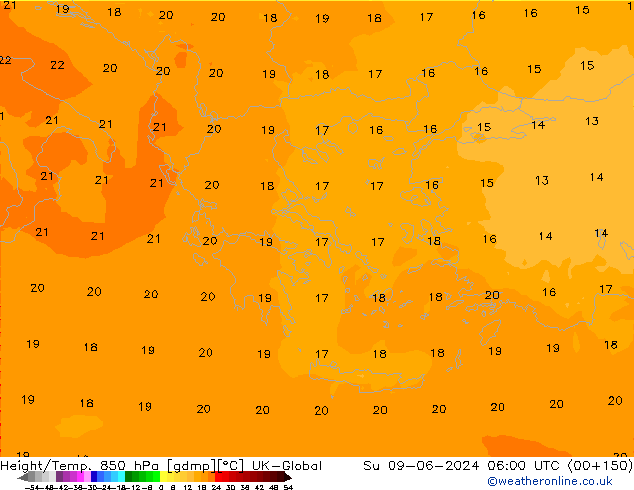 Height/Temp. 850 гПа UK-Global Вс 09.06.2024 06 UTC