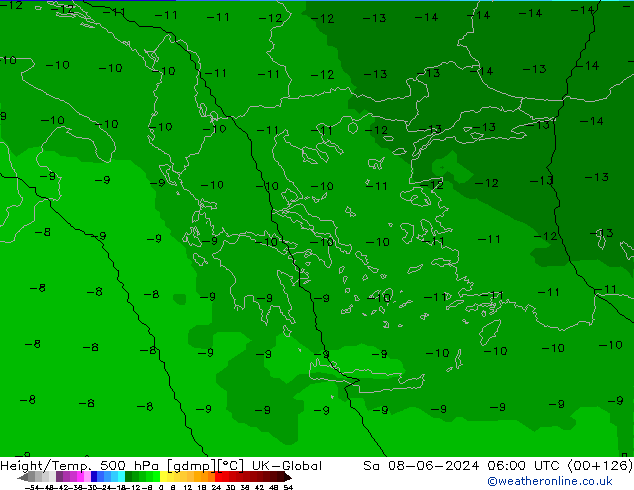 Height/Temp. 500 hPa UK-Global Sa 08.06.2024 06 UTC