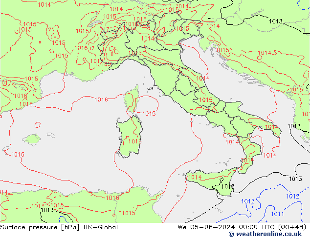 pression de l'air UK-Global mer 05.06.2024 00 UTC