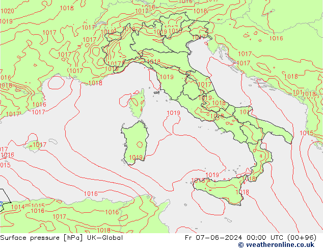 приземное давление UK-Global пт 07.06.2024 00 UTC