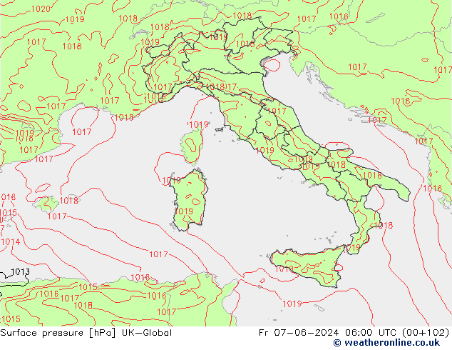 pression de l'air UK-Global ven 07.06.2024 06 UTC