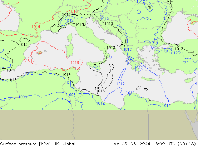 приземное давление UK-Global пн 03.06.2024 18 UTC