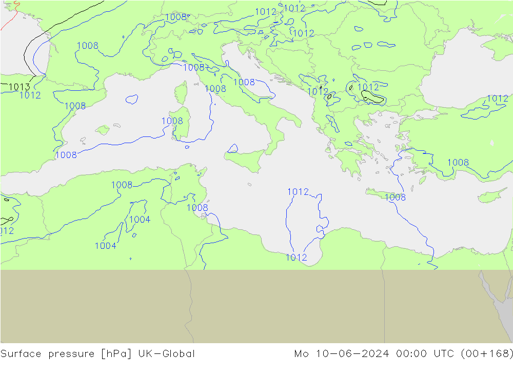 Luchtdruk (Grond) UK-Global ma 10.06.2024 00 UTC
