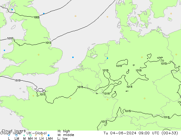 Cloud layer UK-Global mar 04.06.2024 09 UTC