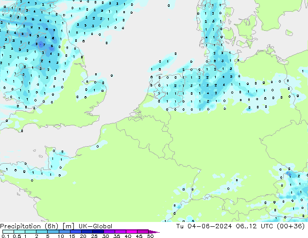 Precipitación (6h) UK-Global mar 04.06.2024 12 UTC