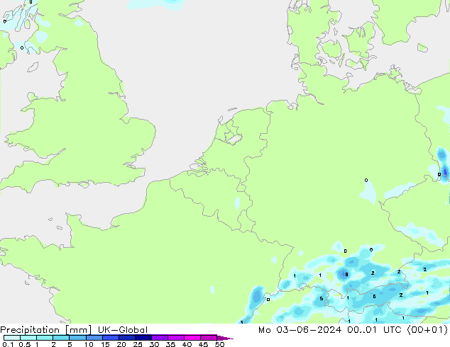 降水 UK-Global 星期一 03.06.2024 01 UTC