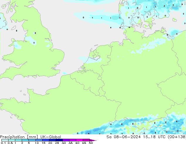 Srážky UK-Global So 08.06.2024 18 UTC