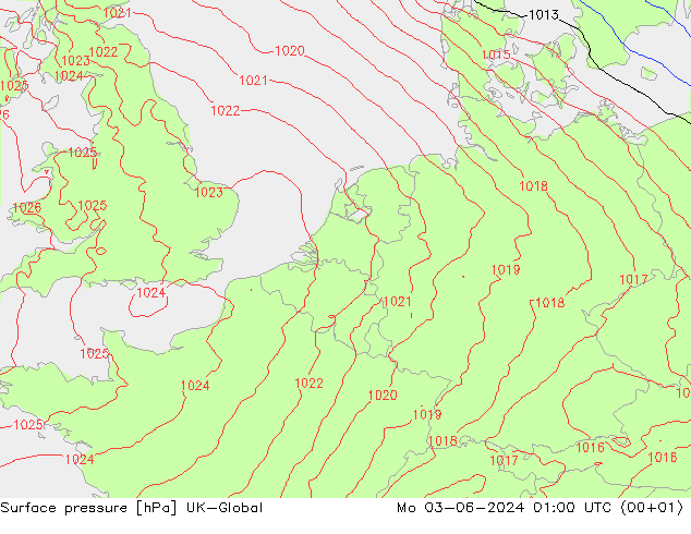 Surface pressure UK-Global Mo 03.06.2024 01 UTC