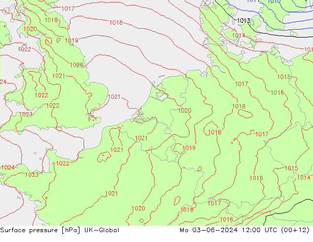 Surface pressure UK-Global Mo 03.06.2024 12 UTC