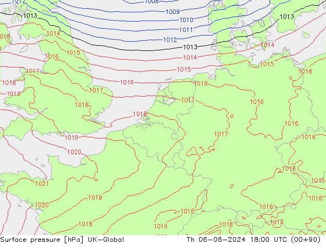 Luchtdruk (Grond) UK-Global do 06.06.2024 18 UTC