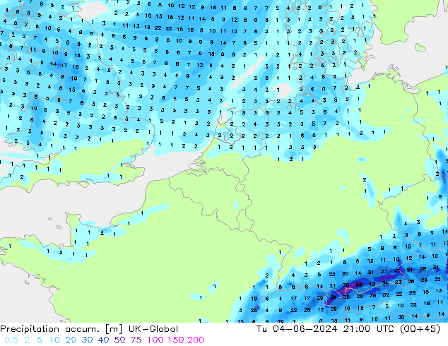 Precipitation accum. UK-Global mar 04.06.2024 21 UTC