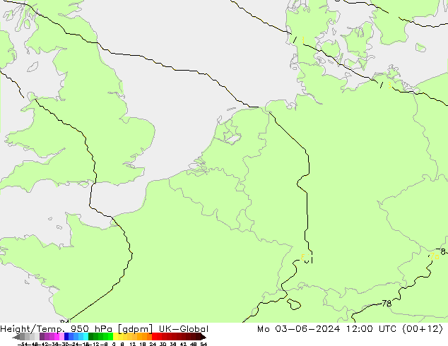 Geop./Temp. 950 hPa UK-Global lun 03.06.2024 12 UTC