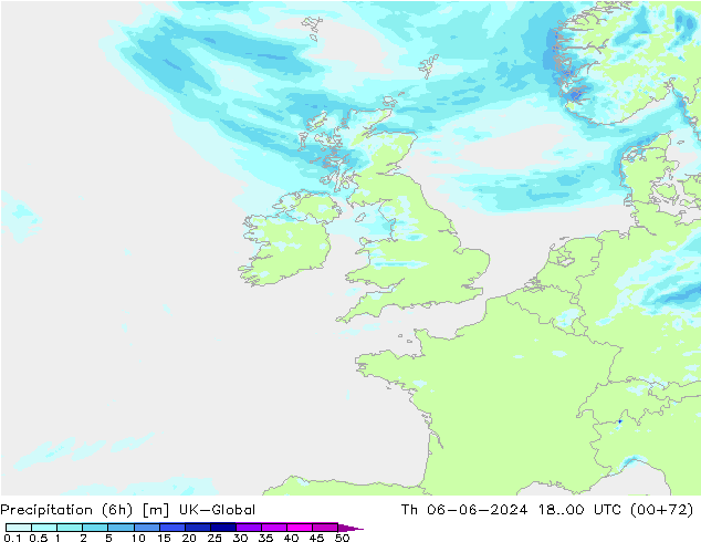 Yağış (6h) UK-Global Per 06.06.2024 00 UTC