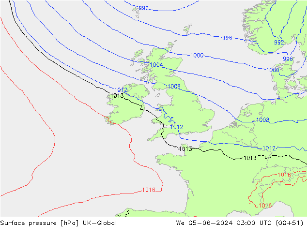 Yer basıncı UK-Global Çar 05.06.2024 03 UTC