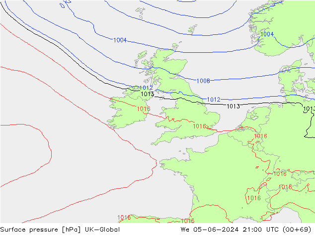 pression de l'air UK-Global mer 05.06.2024 21 UTC