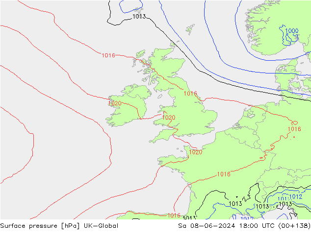 Luchtdruk (Grond) UK-Global za 08.06.2024 18 UTC