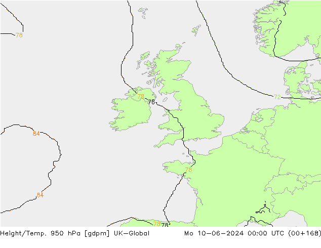 Yükseklik/Sıc. 950 hPa UK-Global Pzt 10.06.2024 00 UTC