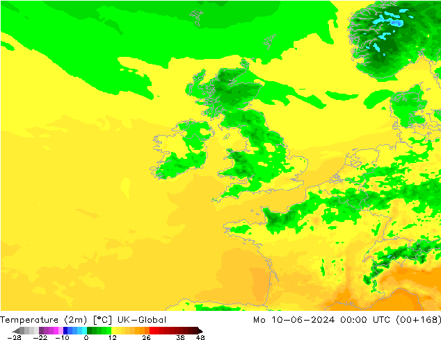 Temperatuurkaart (2m) UK-Global ma 10.06.2024 00 UTC