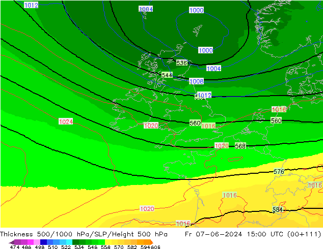 Thck 500-1000hPa UK-Global pt. 07.06.2024 15 UTC