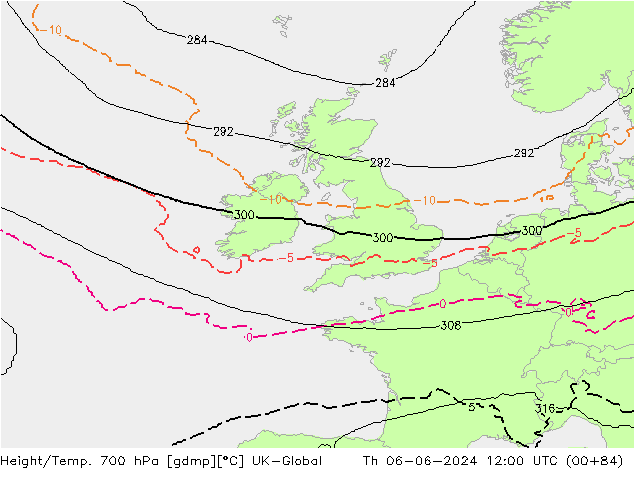 Yükseklik/Sıc. 700 hPa UK-Global Per 06.06.2024 12 UTC