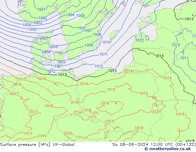 Luchtdruk (Grond) UK-Global za 08.06.2024 12 UTC