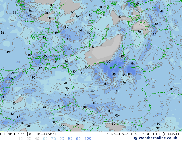 RH 850 hPa UK-Global Th 06.06.2024 12 UTC