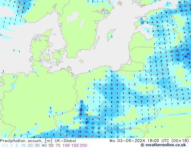 Toplam Yağış UK-Global Pzt 03.06.2024 18 UTC