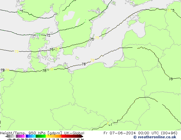 Hoogte/Temp. 950 hPa UK-Global vr 07.06.2024 00 UTC