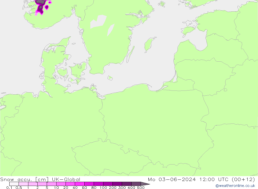 Snow accu. UK-Global Mo 03.06.2024 12 UTC