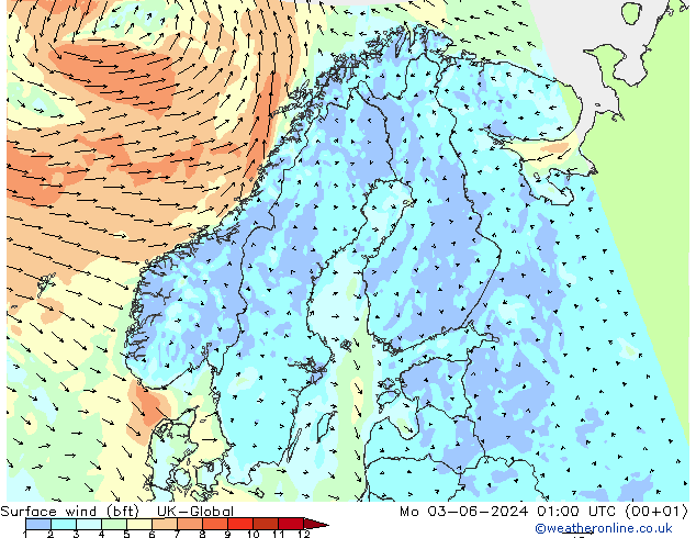 Surface wind (bft) UK-Global Mo 03.06.2024 01 UTC