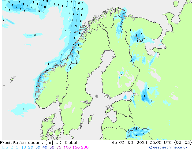 Precipitación acum. UK-Global lun 03.06.2024 03 UTC