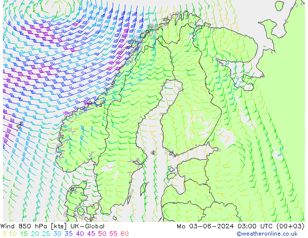 Vento 850 hPa UK-Global Seg 03.06.2024 03 UTC