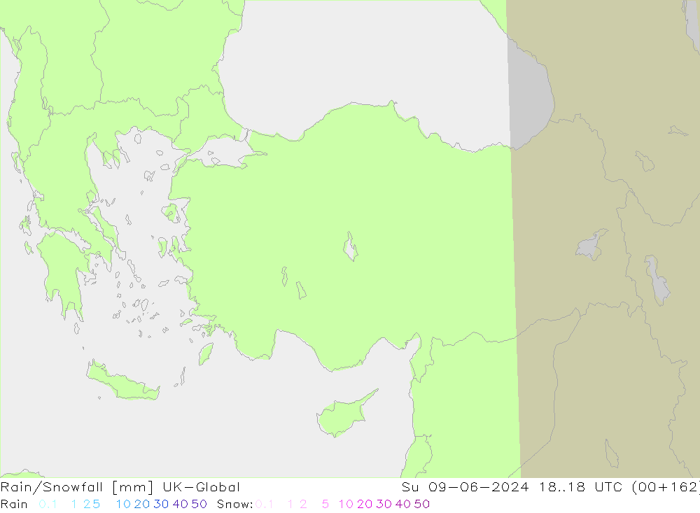 Rain/Snowfall UK-Global nie. 09.06.2024 18 UTC