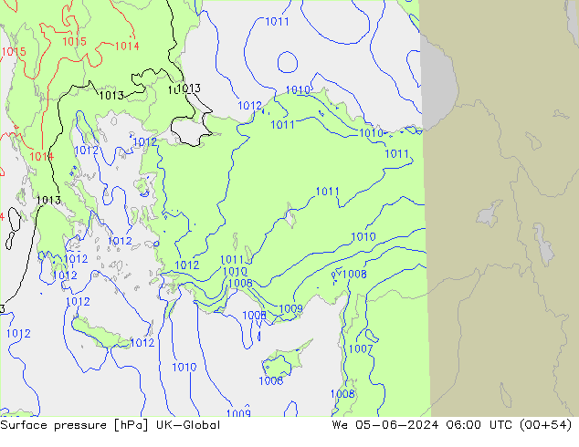 Yer basıncı UK-Global Çar 05.06.2024 06 UTC