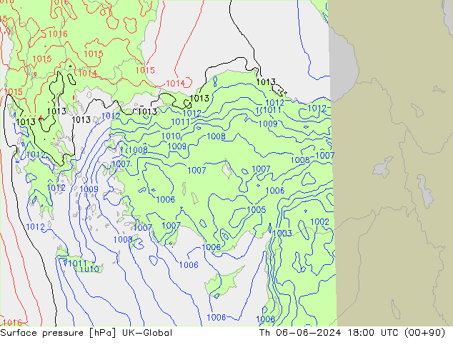 приземное давление UK-Global чт 06.06.2024 18 UTC