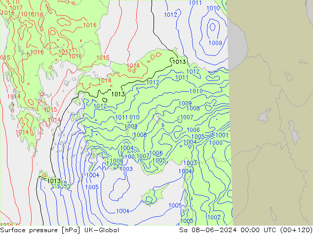 pressão do solo UK-Global Sáb 08.06.2024 00 UTC