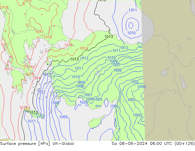 Luchtdruk (Grond) UK-Global za 08.06.2024 06 UTC