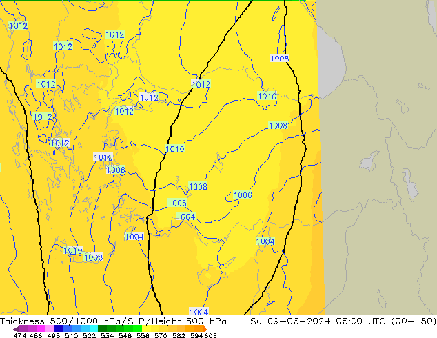 Thck 500-1000hPa UK-Global Su 09.06.2024 06 UTC