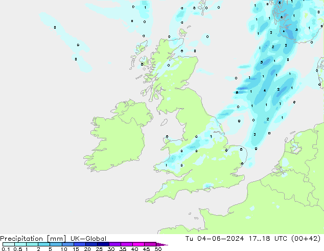 Precipitation UK-Global Tu 04.06.2024 18 UTC