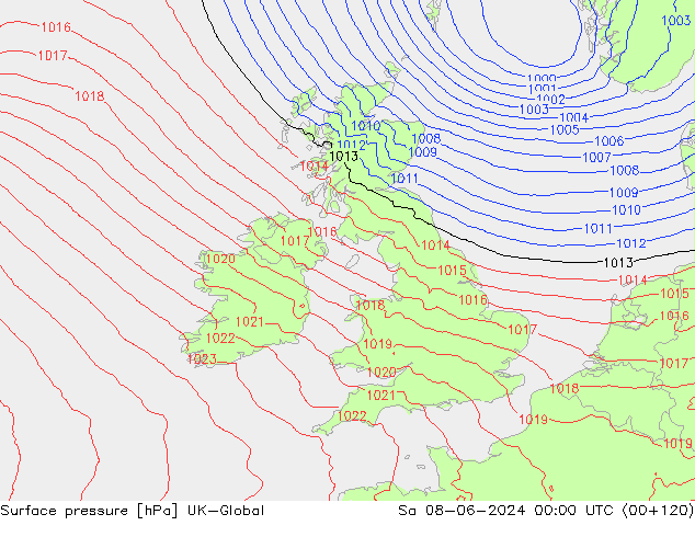 Luchtdruk (Grond) UK-Global za 08.06.2024 00 UTC