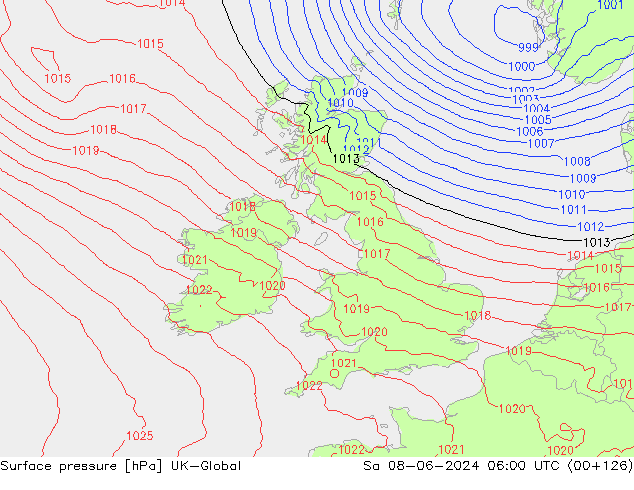 Luchtdruk (Grond) UK-Global za 08.06.2024 06 UTC