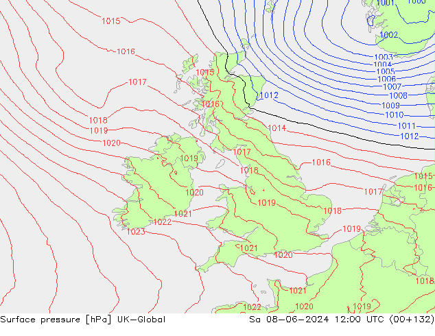 Surface pressure UK-Global Sa 08.06.2024 12 UTC