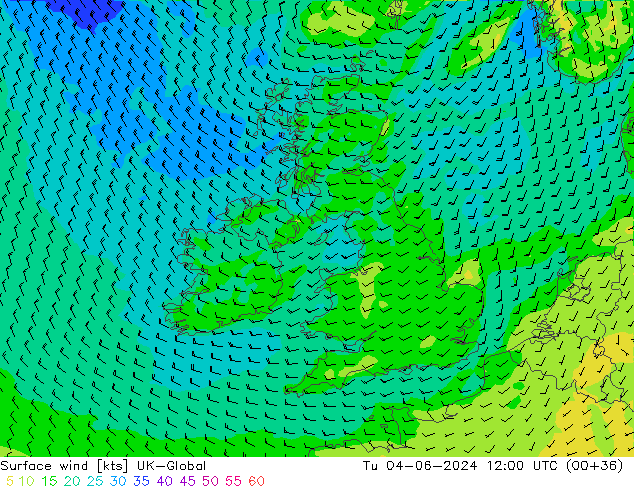 wiatr 10 m UK-Global wto. 04.06.2024 12 UTC