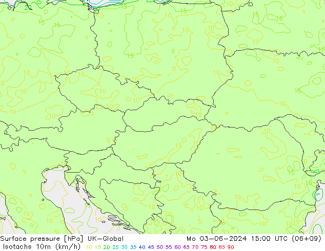 Isotachs (kph) UK-Global lun 03.06.2024 15 UTC