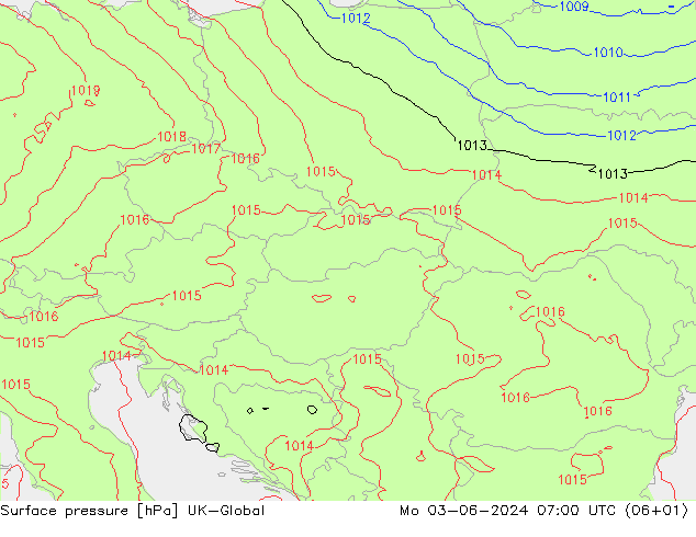 Pressione al suolo UK-Global lun 03.06.2024 07 UTC