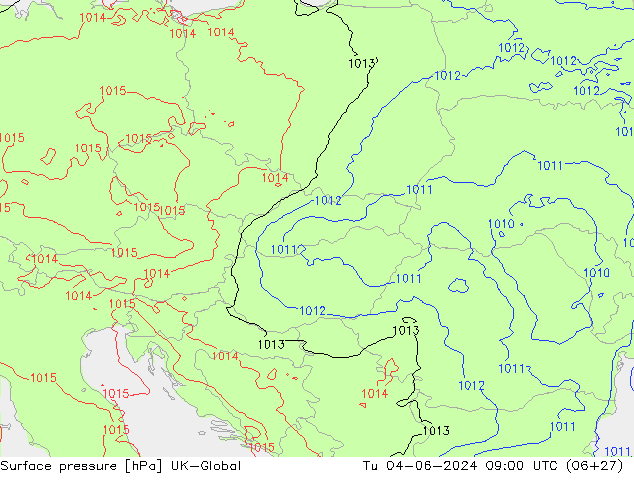 Luchtdruk (Grond) UK-Global di 04.06.2024 09 UTC