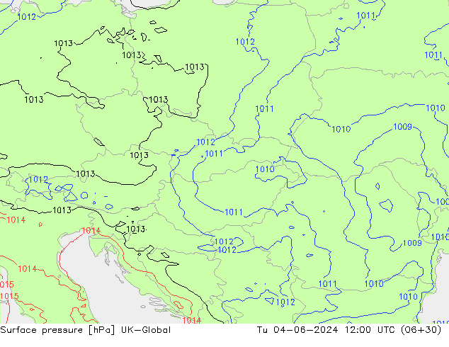 Surface pressure UK-Global Tu 04.06.2024 12 UTC